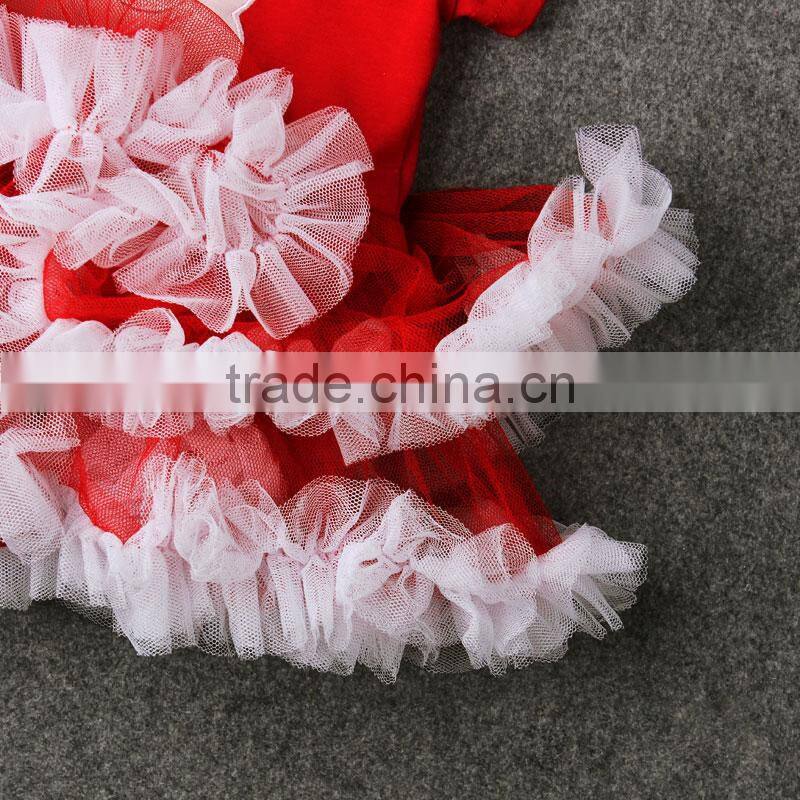 Boutique baby girls short sleeve Santa Claus pattern red tutu party dresses kids christmas clothing