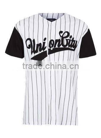 mens cheap white pinstripe union baseball t-shirt -bulk wholesale clothing made in China