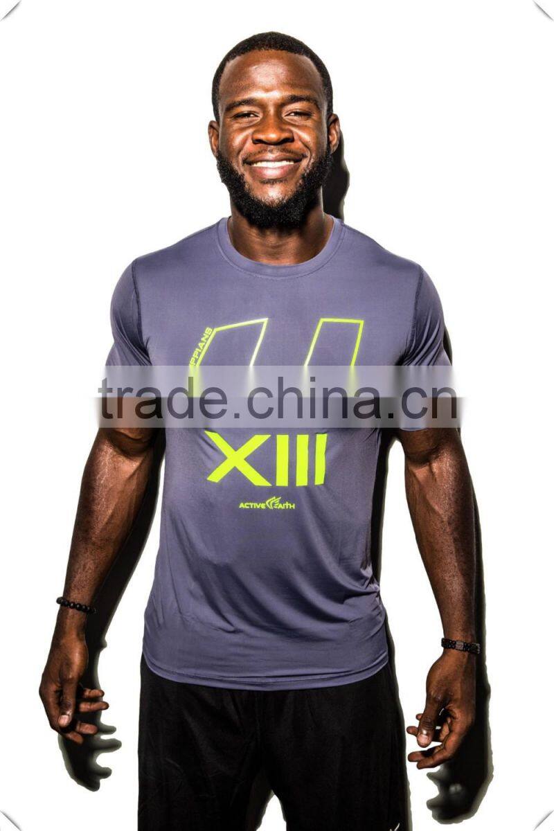 China factory OEM coolmax dry fit Functional Gym Training Workout Fitness Strength Sport T-Shirt MMA