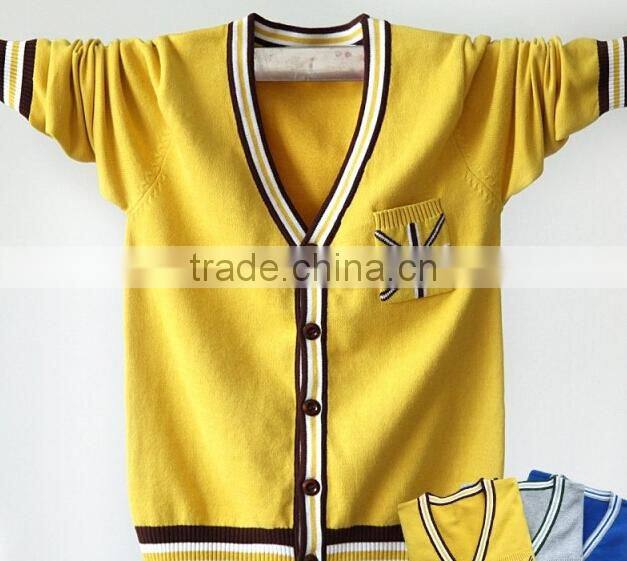 wholesale custom OEM kids plain knitting children baby unisex boys shcool cardigan