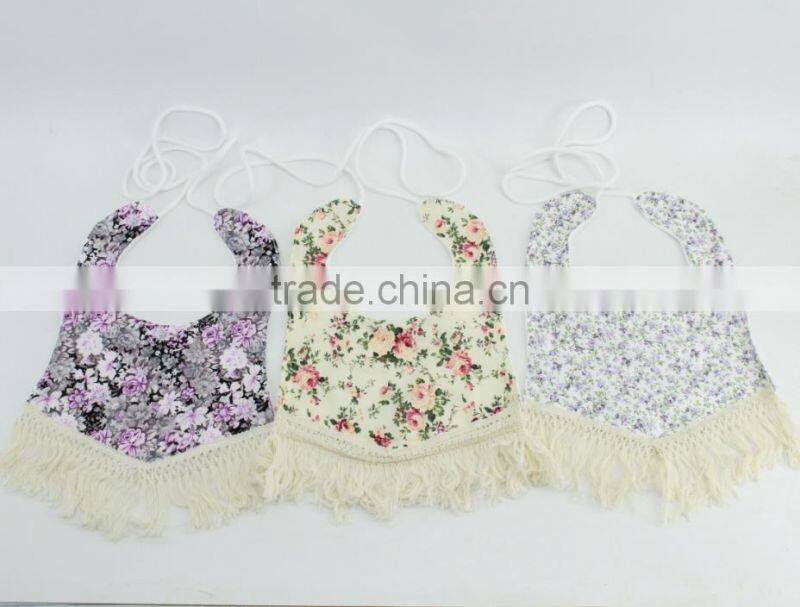 Wholesale Floral Print Cotton Baby Bavoir Bibs Baby Girl Cotton Burp Cloths