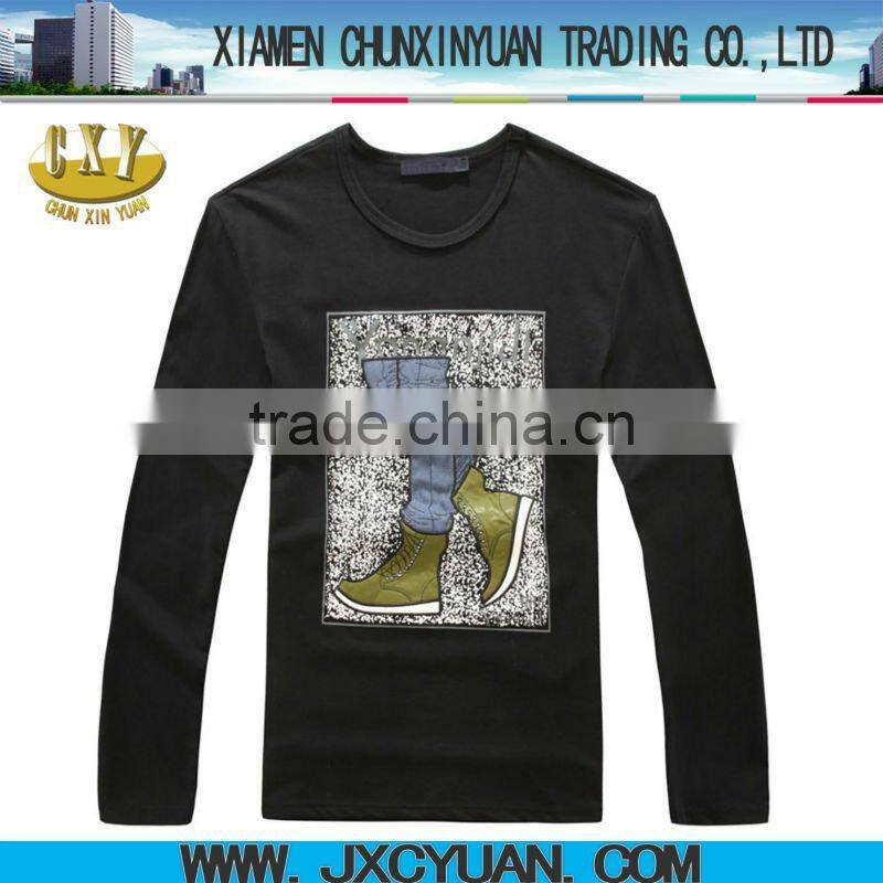 wholesale fashion design long sleeve men t shirt with printing