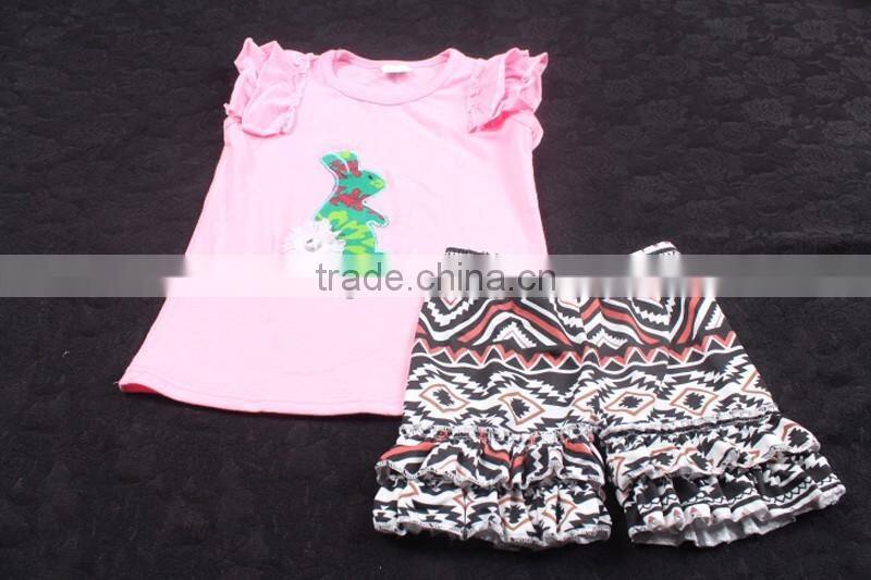 Wholesale Baby Girls Embroidered Short Summer Outfits Kids Cotton Summer Clothes Set