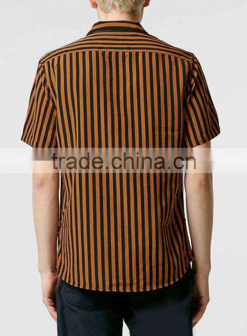 Hot selling latest shirts pattern for men,fashion bold stripe short sleeve shirts for men 2016