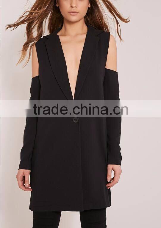 Sexy trend cold shoulder women blazer fashion ladies blazer designs 2016