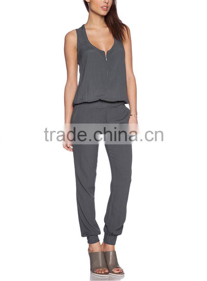 cheap simple grey women long elegant jumpsuits