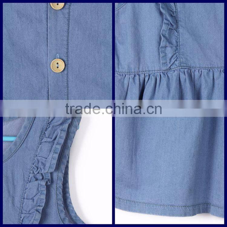 New design children's skirt , classic round neck pure light blue child dress