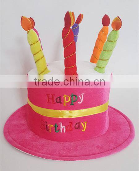 factory sale miscellaneous fleece material five candles cake shaped hat for birthday