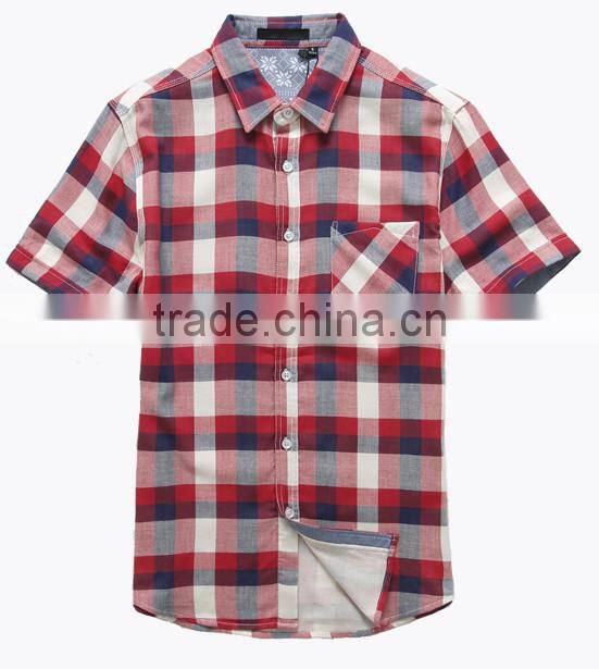 latest designs for summer plaid custom men shirt with cheap price oem