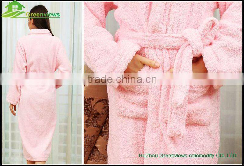 Cotton bright color bathrobe for adults velvet bathrobe for men cotton robes for women embroidered robe