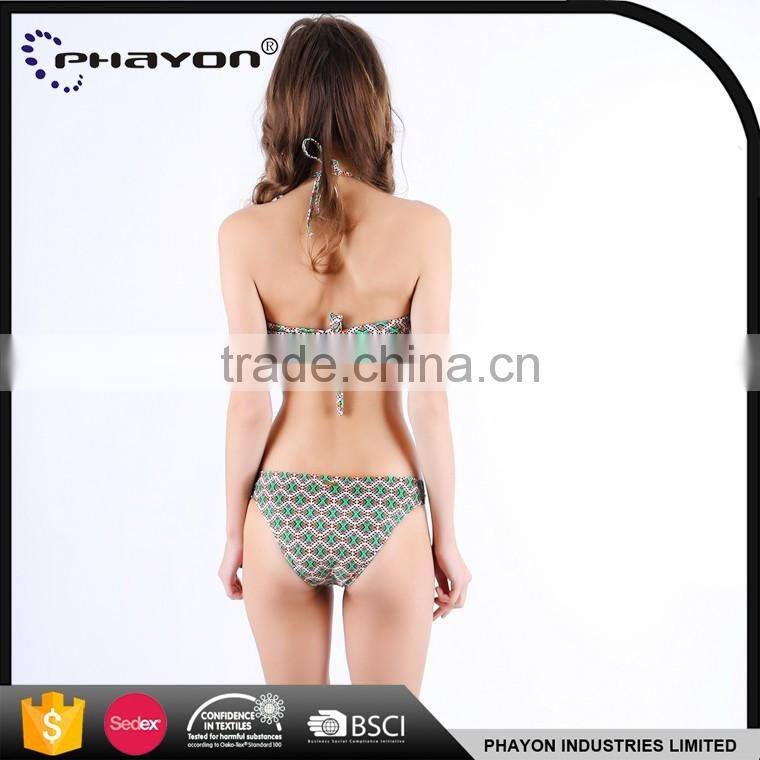 < OEM> Women extravagant fancy bikini swimsuit women bikini with stripe top