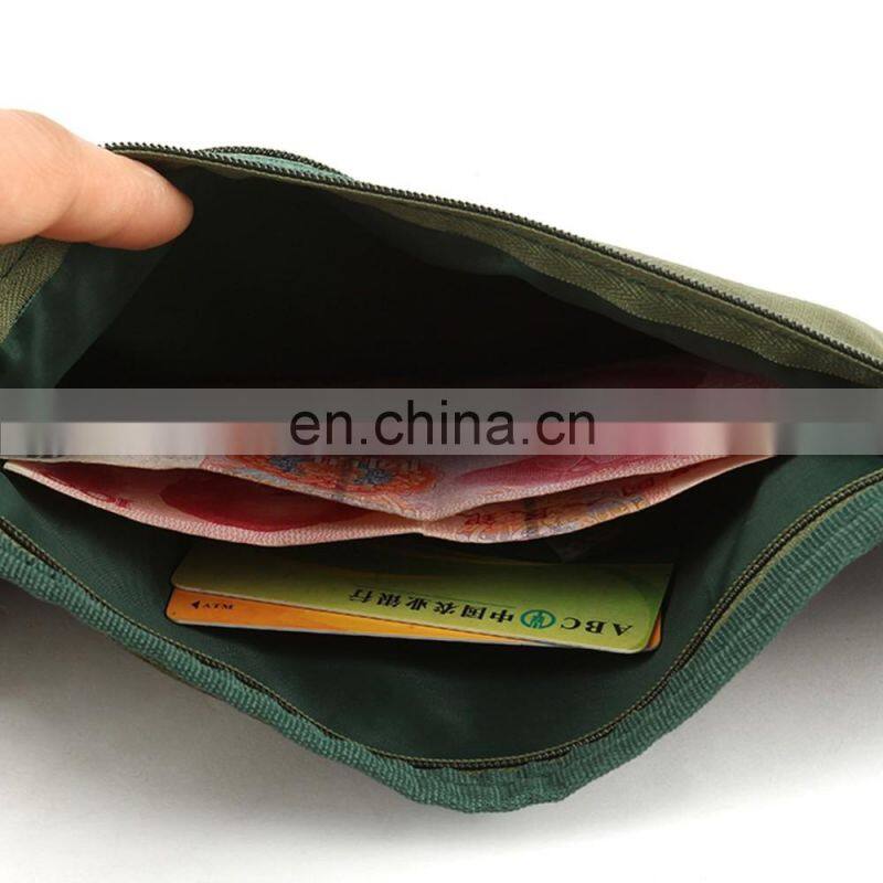 Printed Dark Green Travel Nylon Rfid Money Bag Women Waist Wallet