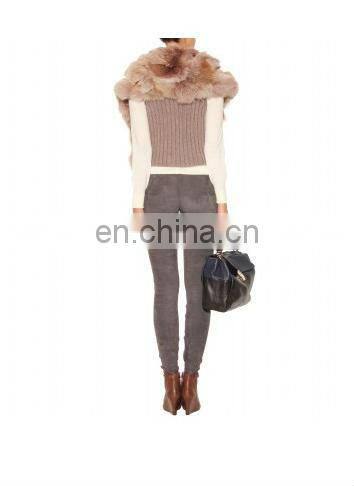 dyed rabbit fur cape kintted vest/quality+OEM+ODM