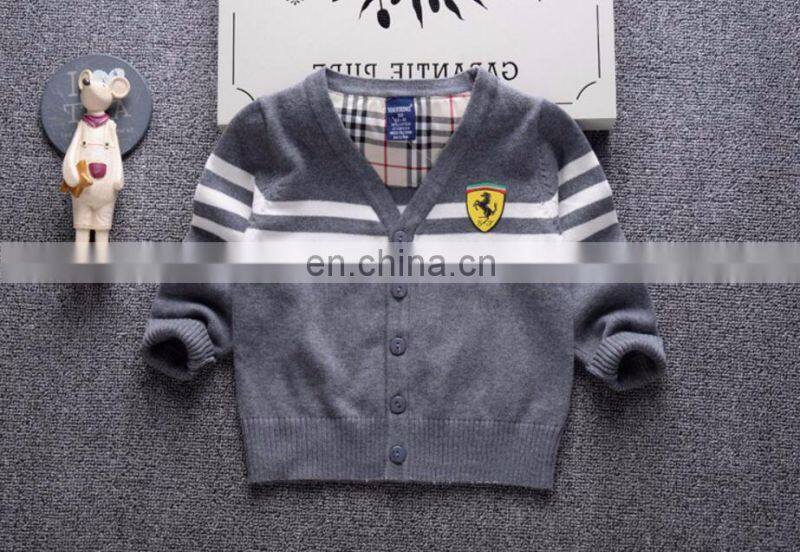100%Cotton cardigan style boys kid sweater for autumn