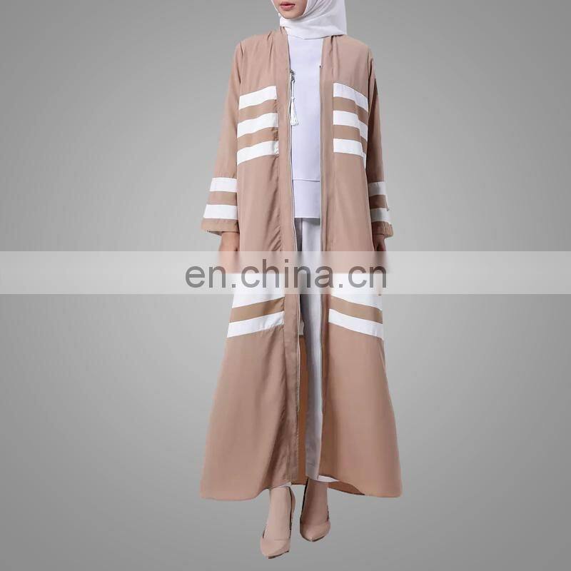 Newest zipped front open abayas islamic women clothing muslim cardigan