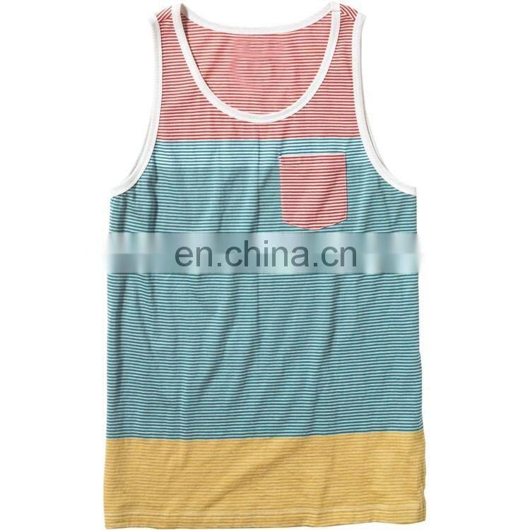custom pocket tank top men contrast color tank tops for men
