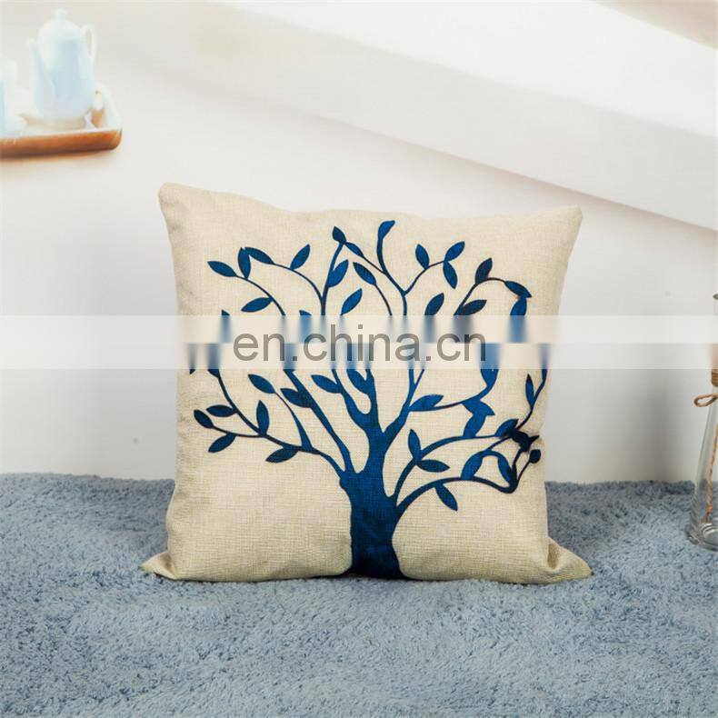 High quality linen material pillow cover custom printed throw pillow
