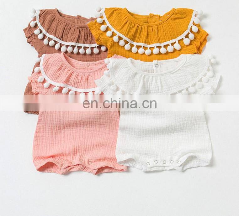 Lovely Whosale Newborn Baby Clothes Summer Linen Baby Clothes Romper
