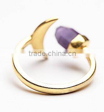 Hot new round genstone ring gold plated alloy ring for girls