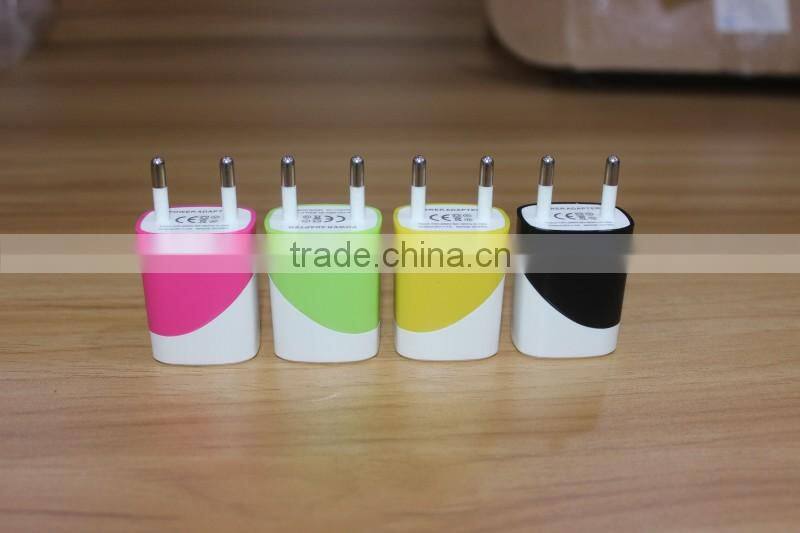 Multiple fashionable color match mobile phone battery charger eu plug