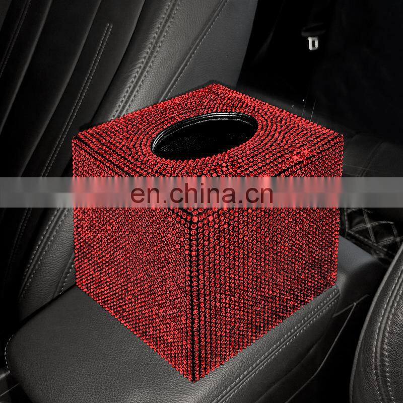 Creative Car Tissue Box Diamond Crystal Auto Tissue Holder Luxury Car Accessories Multifunction Bling Tissue Cover