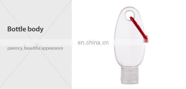 Hot Selling Oval Shape Empty 30ml 50ml 60ml Hand Sanitizer Bottle with Keychain Carabiner