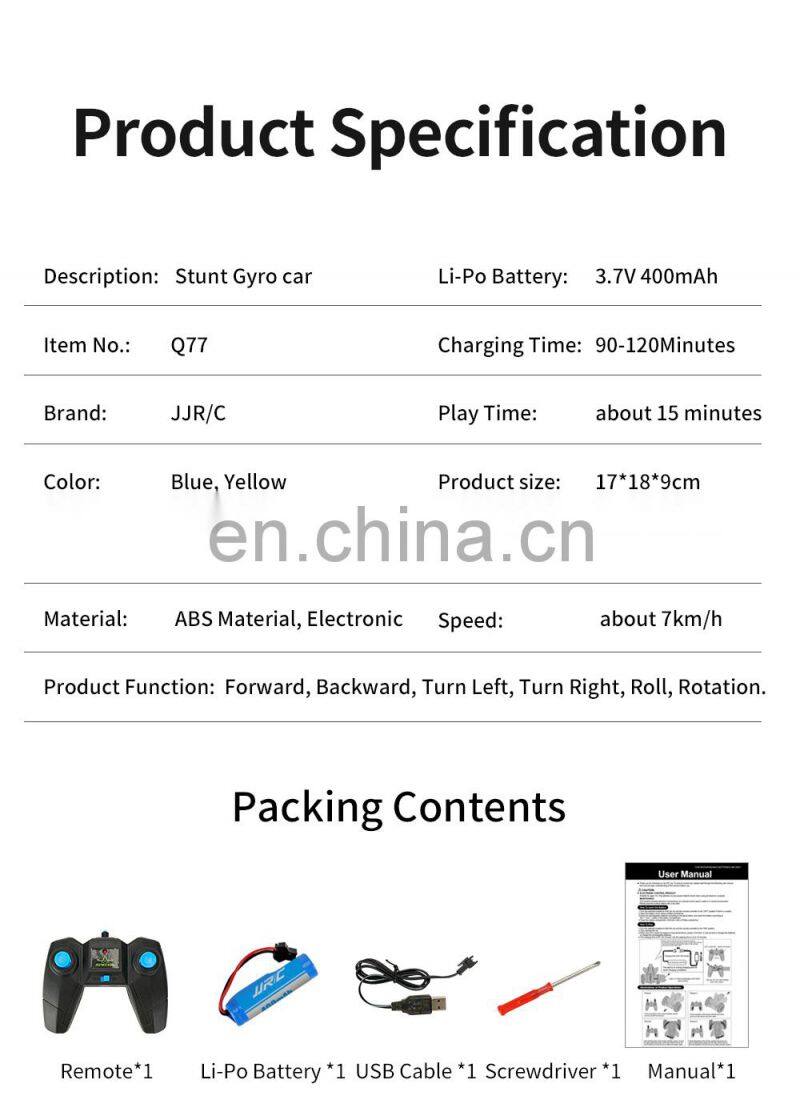 JJRC Q77 Stunt Car RC Mini Car LED Flash Light RC Remote Controller RC Toys