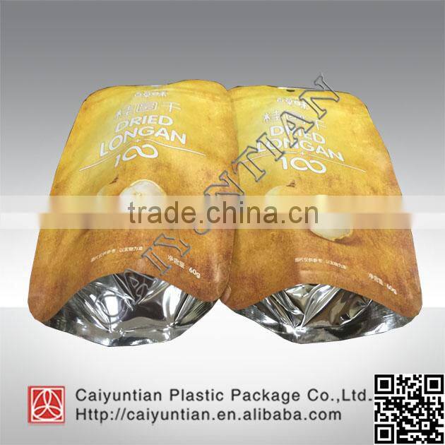 stand up aluminium foil dried food packaging bag