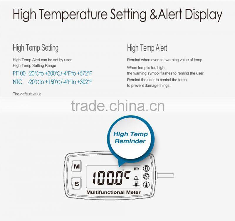 Digital LCD tach hour meter thermometer temp meter for gas engine motorcycle marine jet boat buggy tractor pit bike paramotor