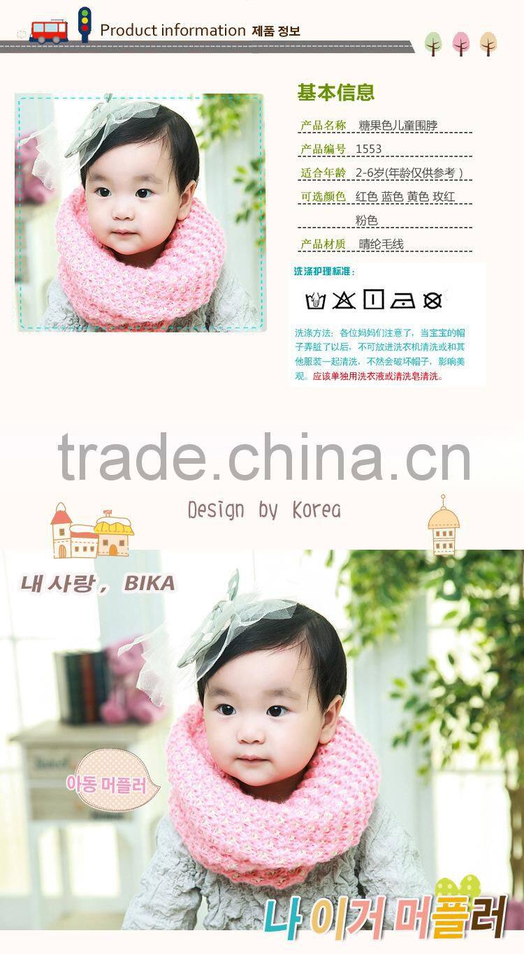 Fashion Boys Girls Autumn Winter Acrylic Knitted Circle Loop Baby Kids Neck Scarf