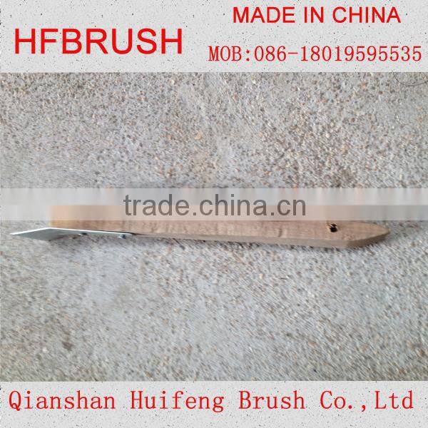 Wooden hand brush with sharp steel