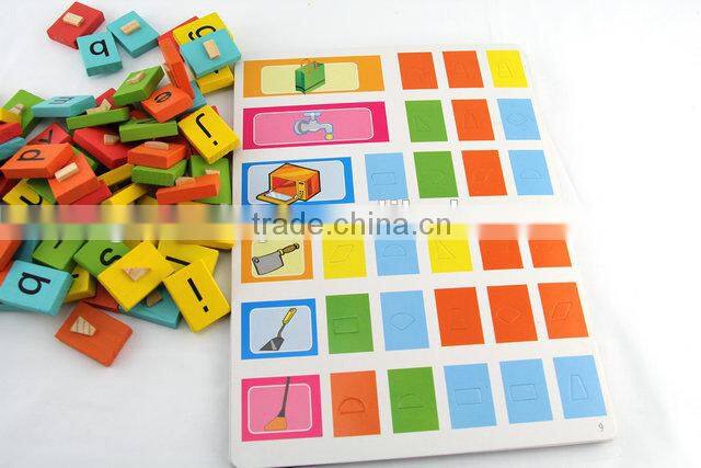 Wooden letter puzzle blocks learning toys for kids