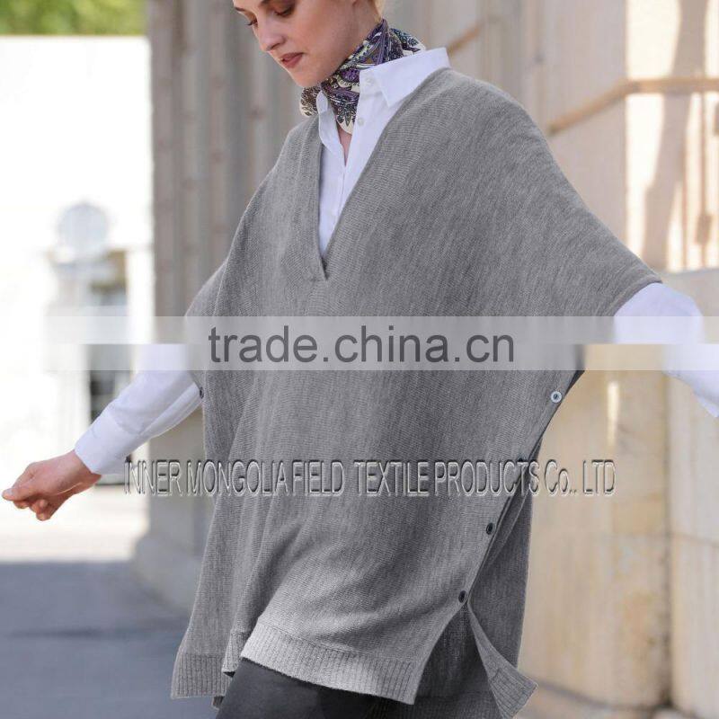 Over Size V-neck Pullover Cashmere Classic Poncho