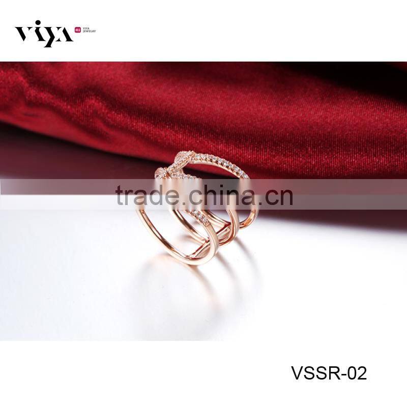 manufacturers wholesale 925 sterling silver cz design ring with PVD plating