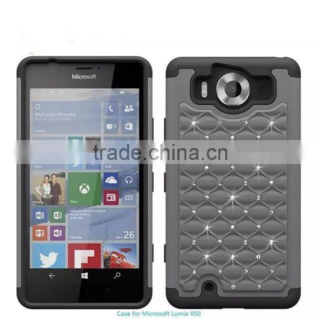 Keno Hybrid Studded Diamond Bling Case Cover for Microsoft Lumia 950