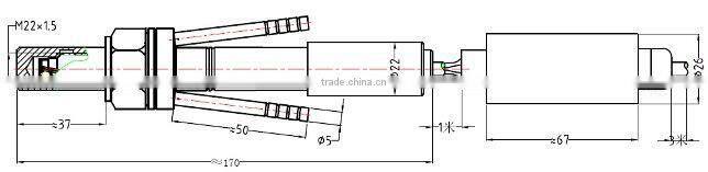 Ultra High Temperature Pressure Sensor, 0-1600centigrade, 0-5V Pressure Transmitter