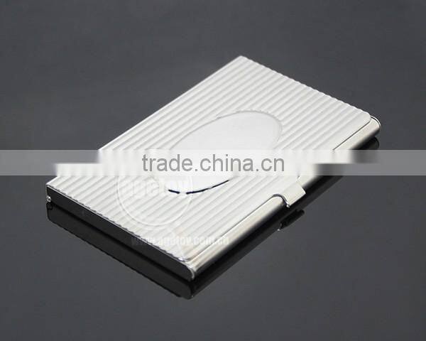 New Arrival High-Grade Name ID Card Box Organizer Lines Emboss Oval Metal Business Card Case Stainless Steel Card Holder