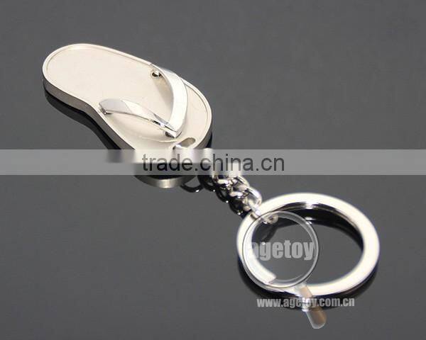 3D Three-dimensional Mini Slipper Shaped Zinc Alloy Silver Plated Blank Metal Slipper Keychain