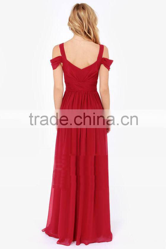 Women's Cute Dark Red V-Neck Dress
