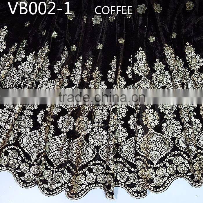 VB002-1 coffee Velvet Lace Fabric George Velvet wrappers