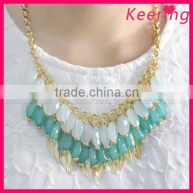Hot sale elegant latest model fashion blue beaded necklace WNK-272