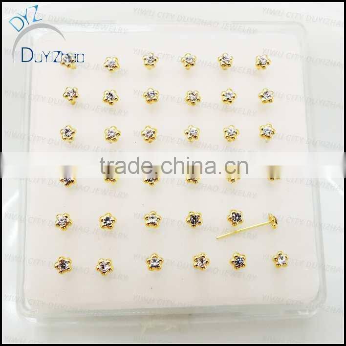 real gold sterling silver nose pins