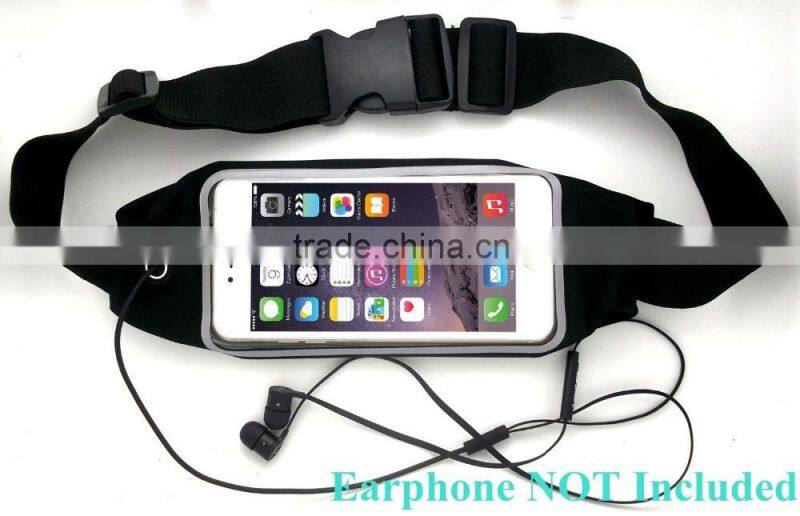 Fashion Universal Running Waist Belt for iPhone 6/6S,6/6S Plus,Galaxy S5,S6,Note 4/5 w/ OtterBox/LifeProof Cases (Black)