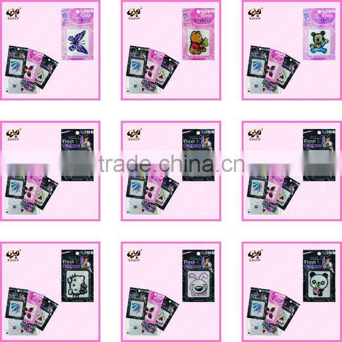 glitter temporary tattoo sticker for kids/customized body glitter tattoo stickers/glitter 3d sticker