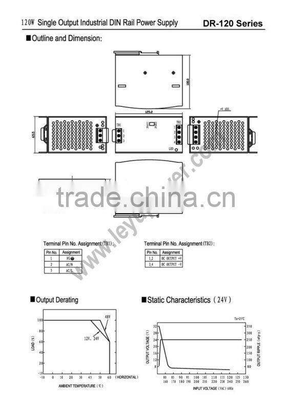 for LED Module lamp DR-120-24 DIN RAIL Series switching power supply 220v 24v