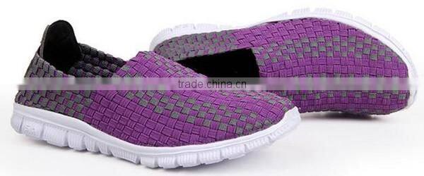 Handmade Elastic Upper Lady Men Woven Casual Shoes