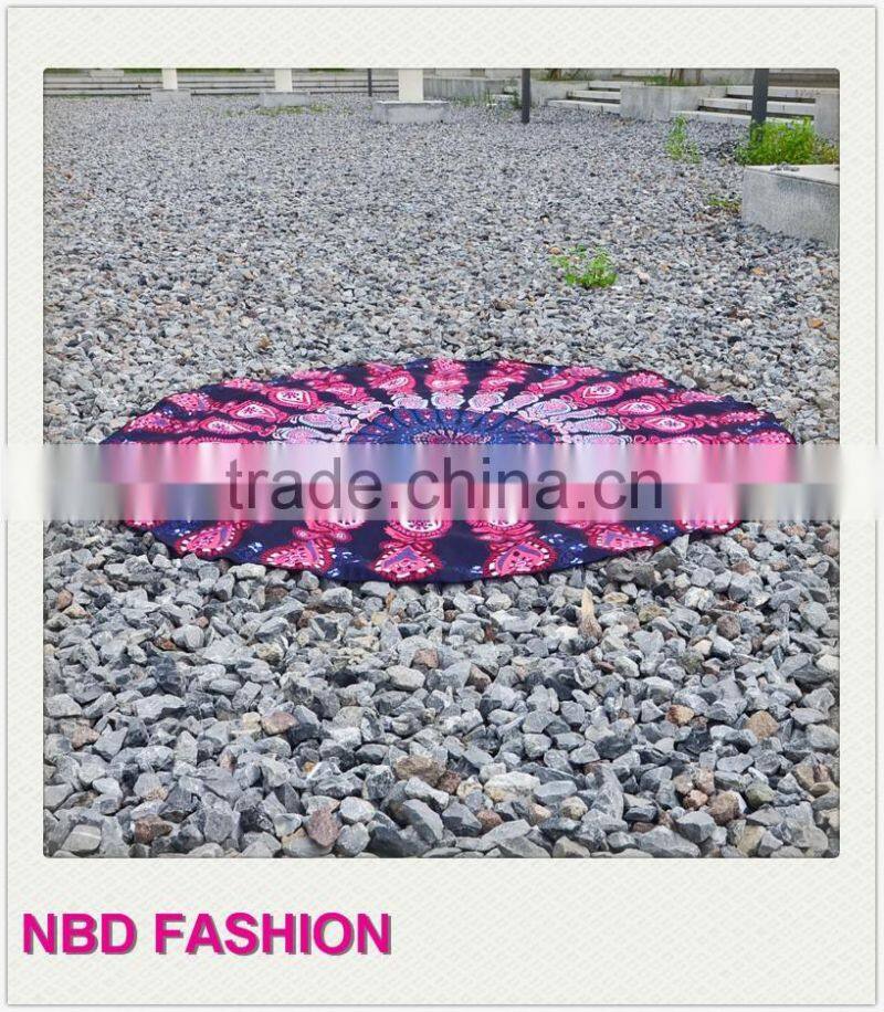 Latest Design Peacock Round Beach Scarves Yoga Mat