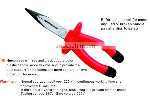 Long Nose Pliers With Red Insulated Handle