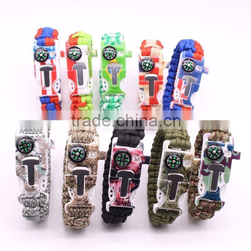 Paracord Survival Bracelet 550lb Milspec with Compass, Fire Starter Scraper, and Whistle by ARMSTAC + Lifetime Warranty