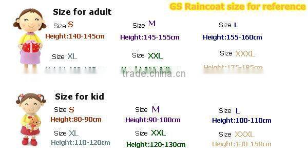 PVC girls raincoat EN71 approved